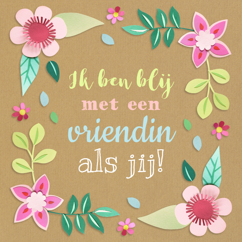 Wenskaarten - Vriendinnenkaart met bloemen