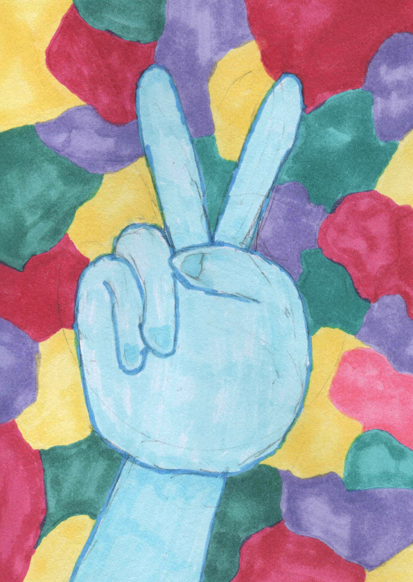 Vrijheidscollectie hand met peaceteken - Wenskaarten Wenskaarten - Vrijheidscollectie hand met peaceteken