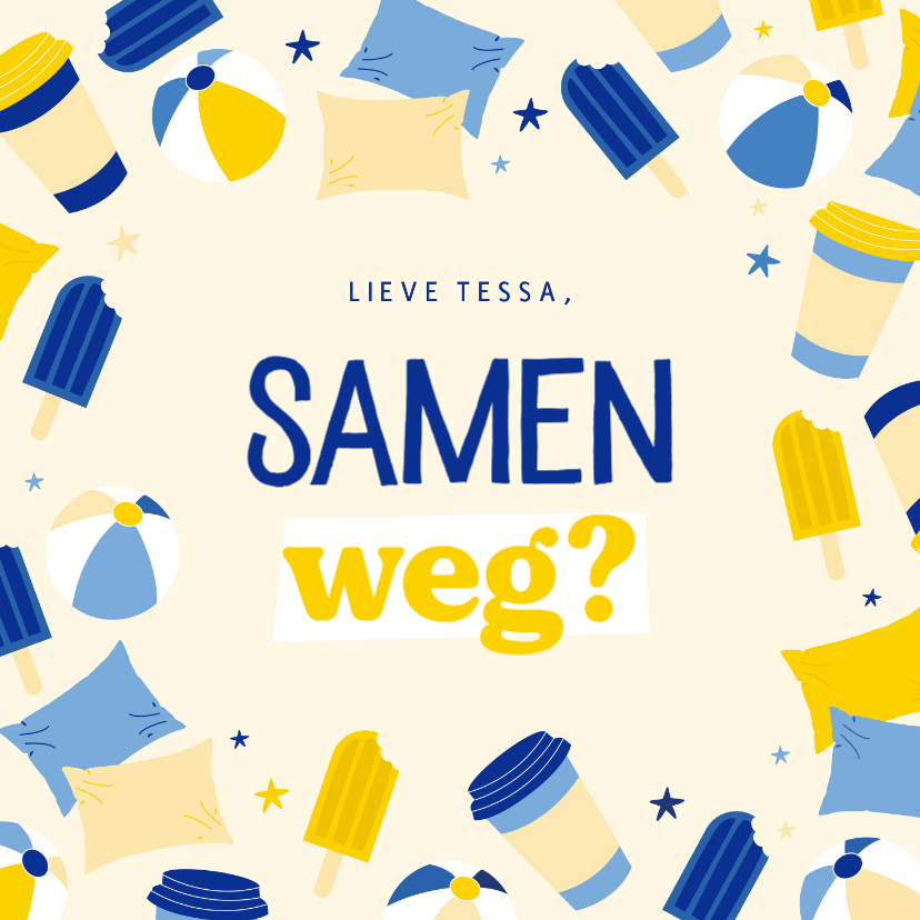 Wenskaarten - Vrolijk kaartje patroon zomer reizen samen weg?