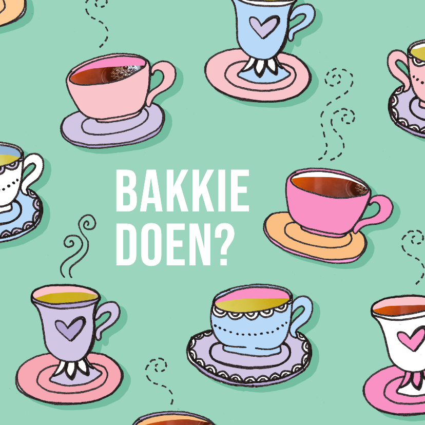 Wenskaarten - Wenskaart 'bakkie doen' pastel