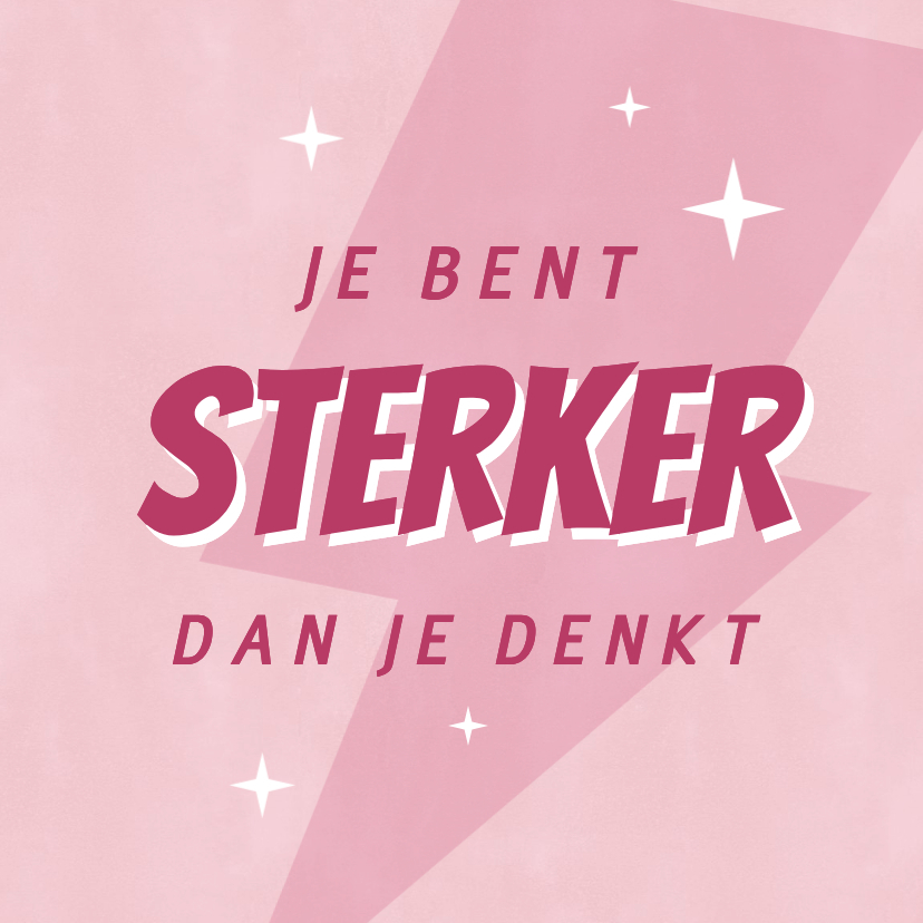 Wenskaarten - Wenskaart bemoedigend sterkte kracht roze power