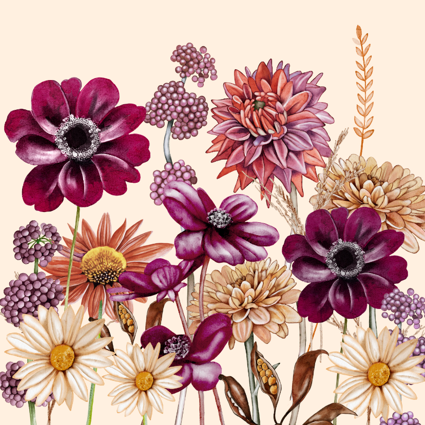 Wenskaarten - Wenskaart bloemen in de herfst