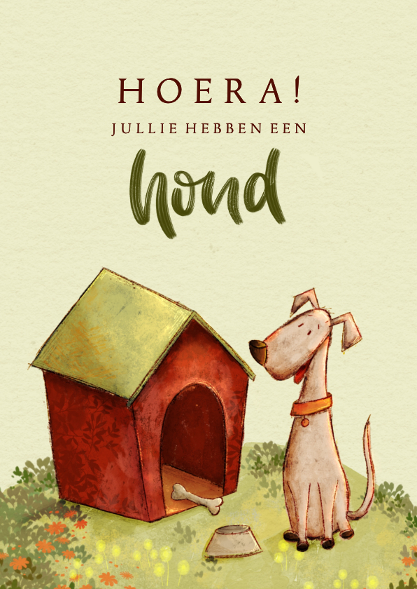Wenskaarten - Wenskaart felicitatie nieuwe hond