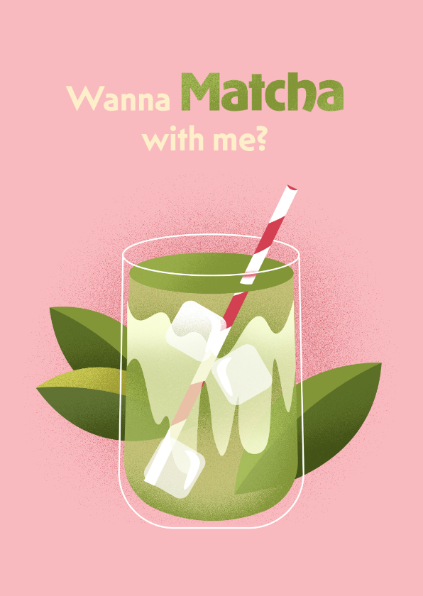 Wenskaarten - Wenskaart geïllustreerde matcha kaart