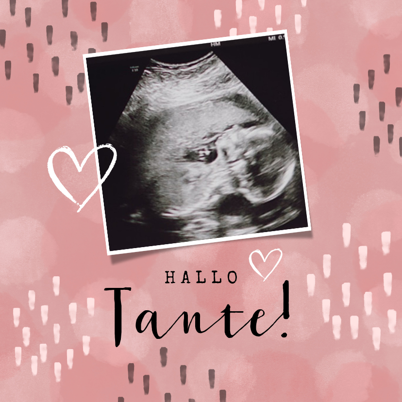 Wenskaart 'Hallo Tante!' waterverf stippen meisje - Wenskaarten Wenskaarten - Wenskaart 'Hallo Tante!' waterverf stippen meisje