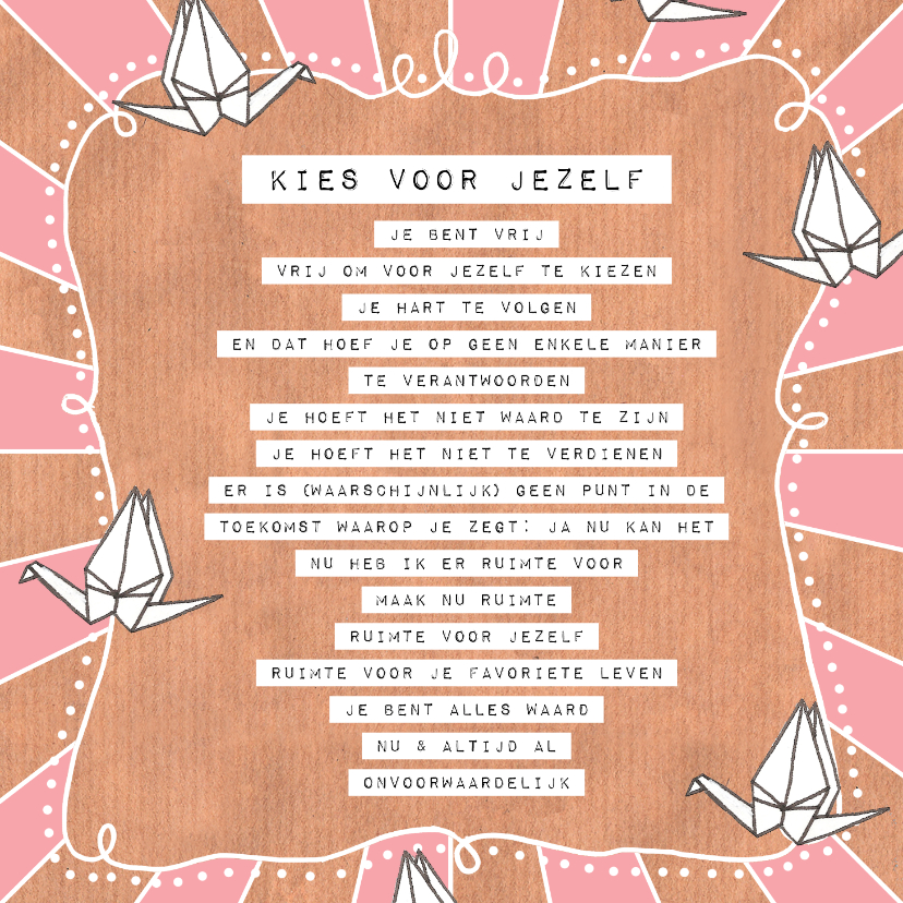 Wenskaarten - Wenskaart 'kies voor jezelf'