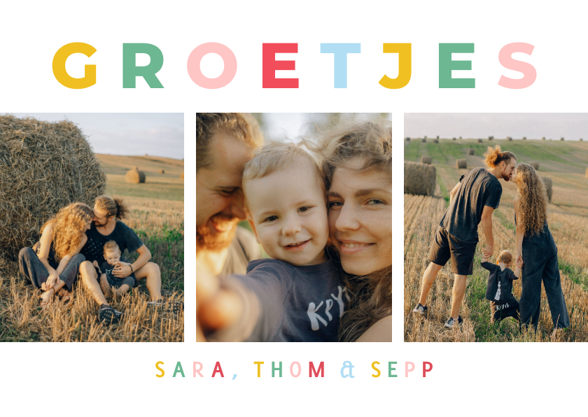 Wenskaart met eigen foto's en groetjes - Wenskaarten Wenskaarten - Wenskaart met eigen foto's en groetjes