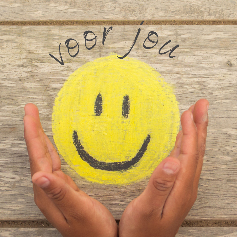 Wenskaarten - Wenskaart met gele smiley en tekst ‘voor jou’
