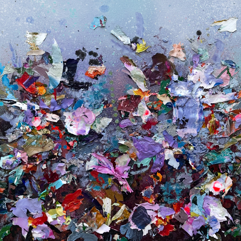 Wenskaarten - Wenskaart met kunst in blauw- en paarstinten