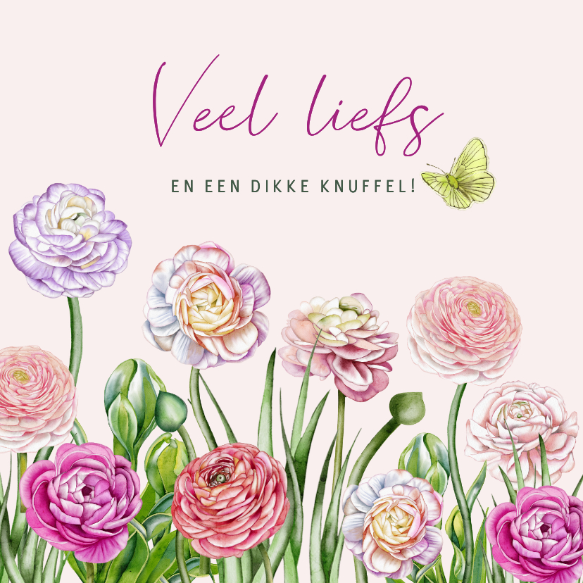 Wenskaarten - Wenskaart ranonkelbloemen 