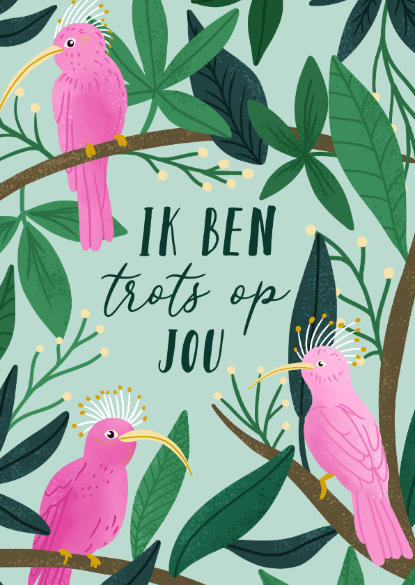 Wenskaarten - Wenskaart trots op jou met vogels