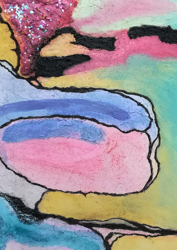 Wenskaarten - Wenskaart van een abstract kunstwerk met pastelkleuren