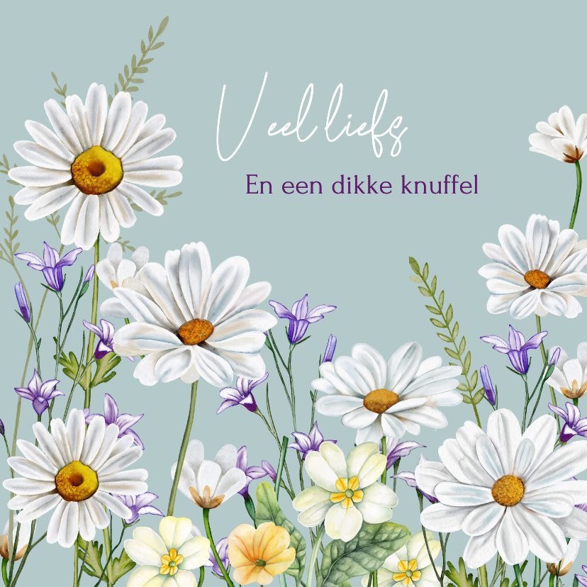 Wenskaarten - Wenskaart voorjaarsbloemetjes Marietjes