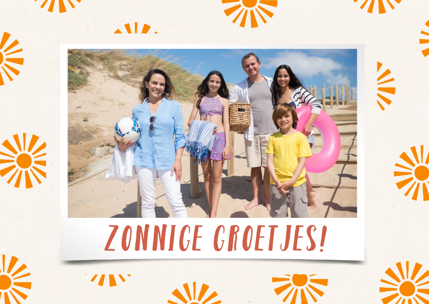 Wenskaarten - Wenskaart zonnige groetjes met zonnetjes