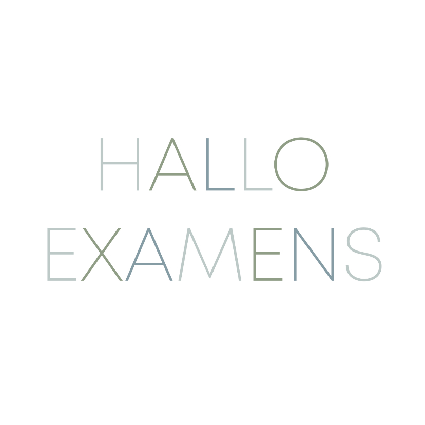 Wenskaarten - Wenskaartje hallo examens in blauw groen