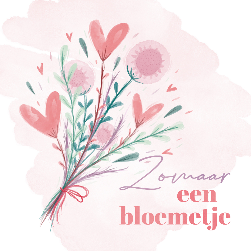 Wenskaarten - Zomaar een bloemetje waterverf bloemen en hartjes