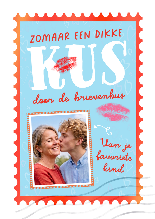 Wenskaarten - Zomaar-kaart 'Dikke kus' met foto