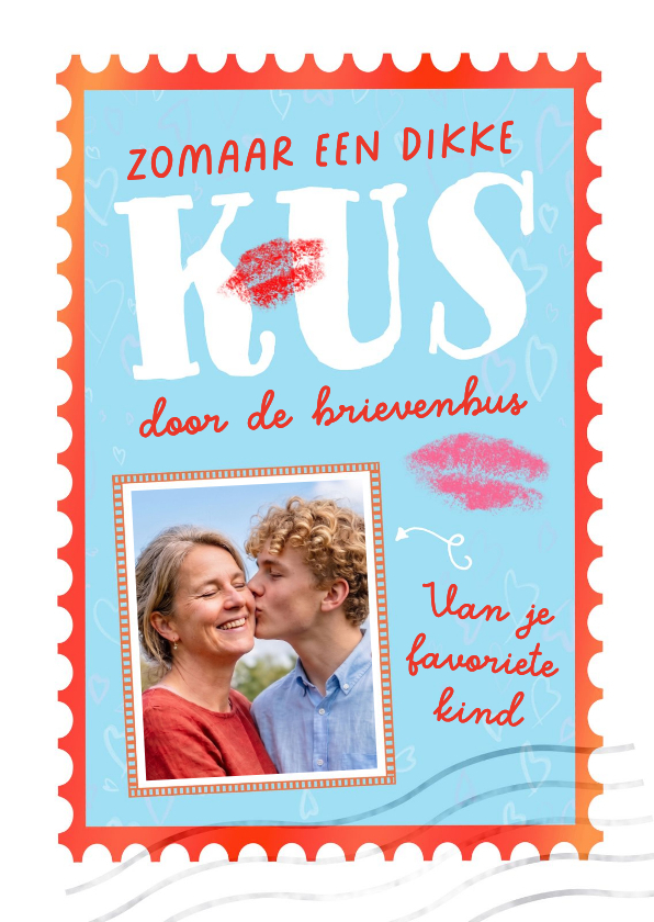 Wenskaarten - Zomaar-kaart 'Dikke kus' met foto