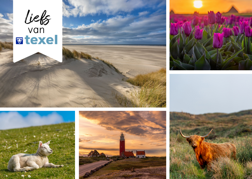 Wenskaarten - Zomaar kaart met een impressie van Texel 