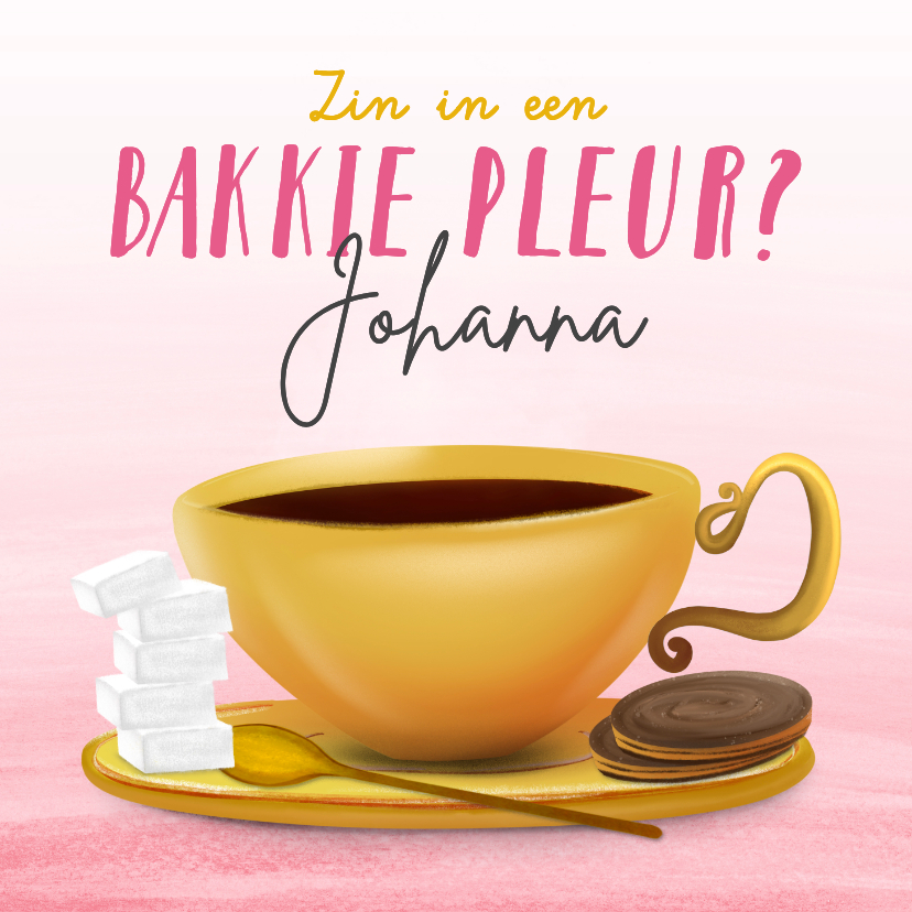 Zomaar-kaart met Rotterdamse uitdrukking 'Bakkie pleur?' - Wenskaarten Wenskaarten - Zomaar-kaart met Rotterdamse uitdrukking 'Bakkie pleur?'