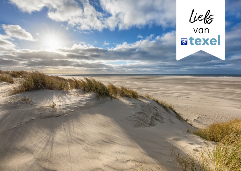 Wenskaarten - Zomaar kaart mooie strand genieten van Texel 