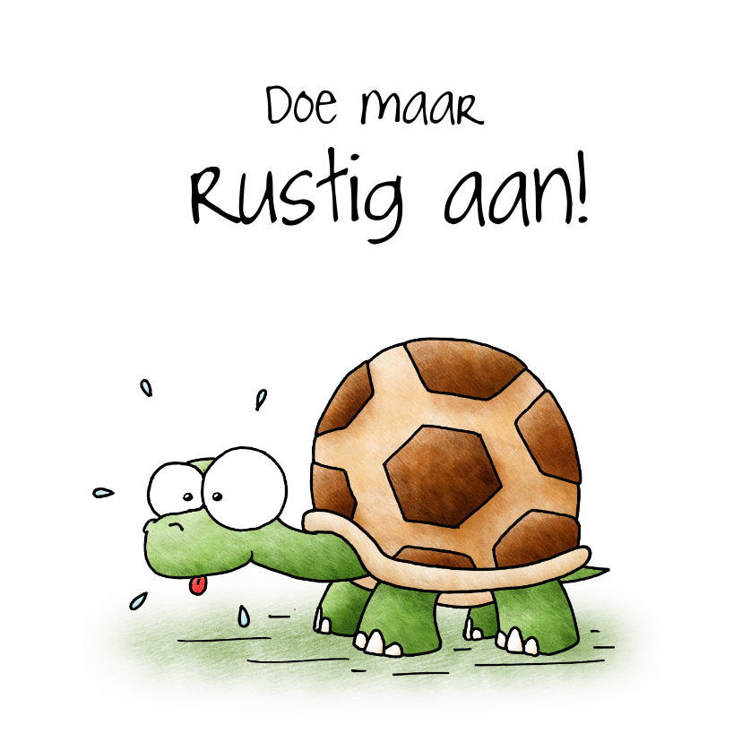 Wenskaarten - Zomaar kaart schildpad - Rustig aan!