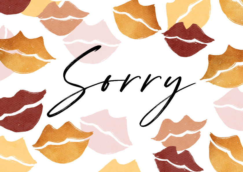 Wenskaarten - Zomaar kaart sorry kusjes liefde goud roze