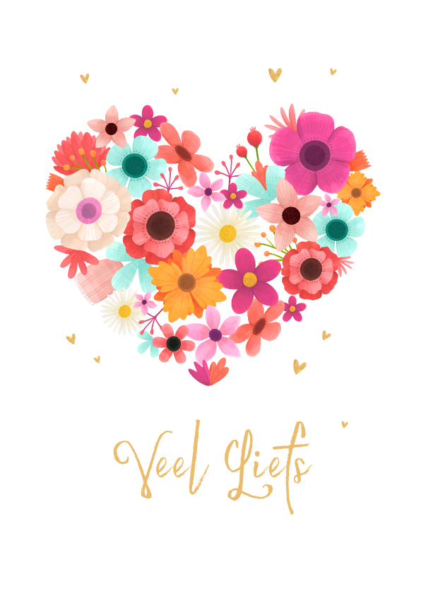 Wenskaarten - Zomaar kaart veel liefs bloemen liefde hartjes