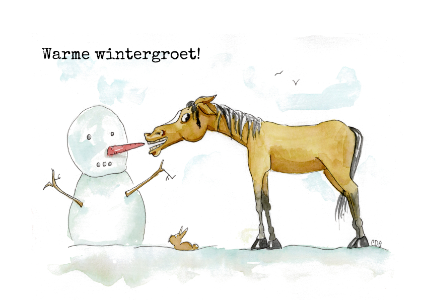 Wenskaarten - Zomaar kaarten warme wintergroet Sjors met sneeuwpop