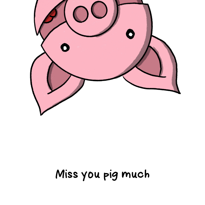 Wenskaarten - Zomaar miss you pig much