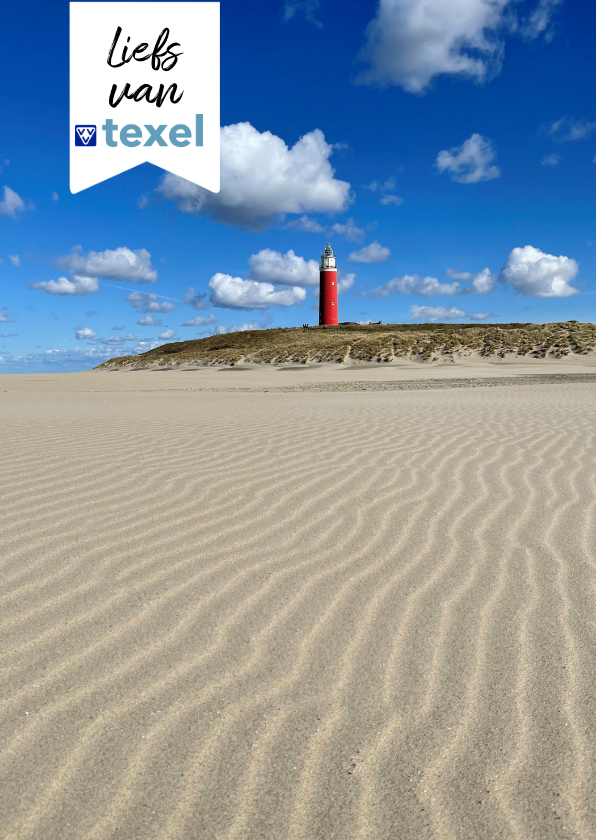 Zomaarkaart strand en vuurtoren - Wenskaarten Wenskaarten - Zomaarkaart strand en vuurtoren