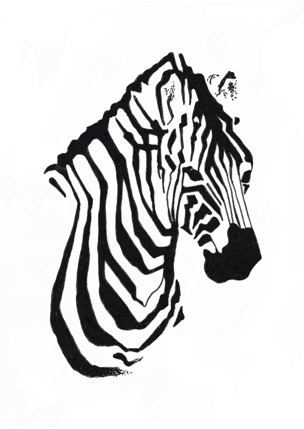 Woonkaarten - Bijzondere kaart met Zebra illustratie zwart-wit