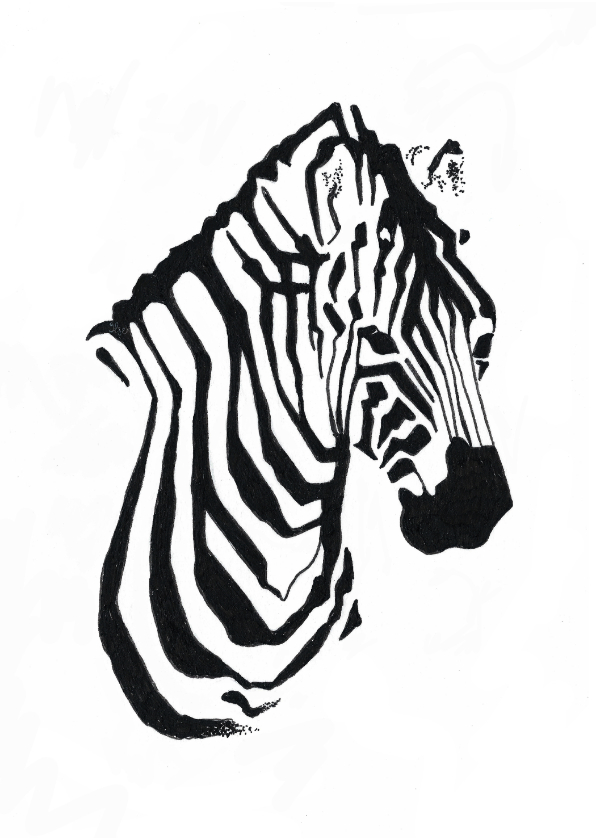 Bijzondere kaart met Zebra illustratie zwart-wit - Woonkaarten Woonkaarten - Bijzondere kaart met Zebra illustratie zwart-wit