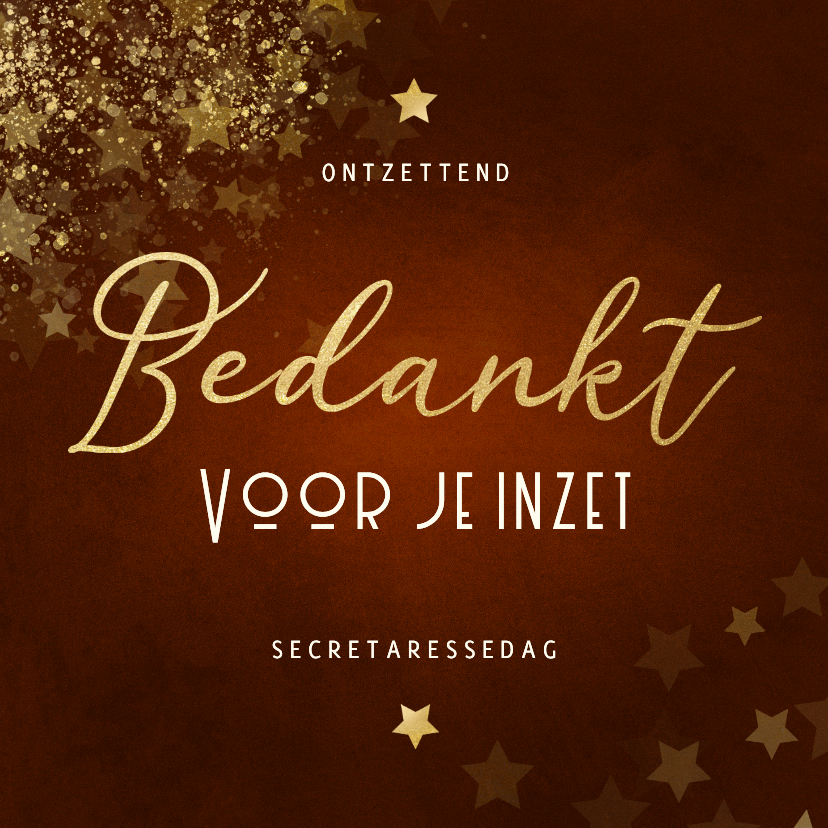 Zakelijke kaarten - Bedankt collega voor je inzet kaartje roestkleur 