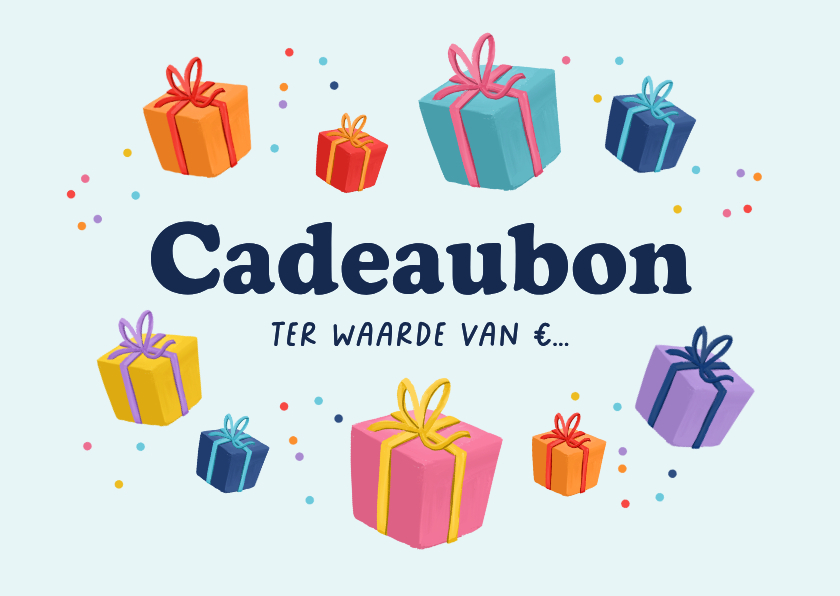 Zakelijke kaarten - Cadeaubon zelf maken cadeautjes confetti kleurrijk