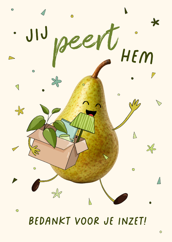 Grappige bedankkaart met een peer en woordgrap - Zakelijke kaarten Zakelijke kaarten - Grappige bedankkaart met een peer en woordgrap