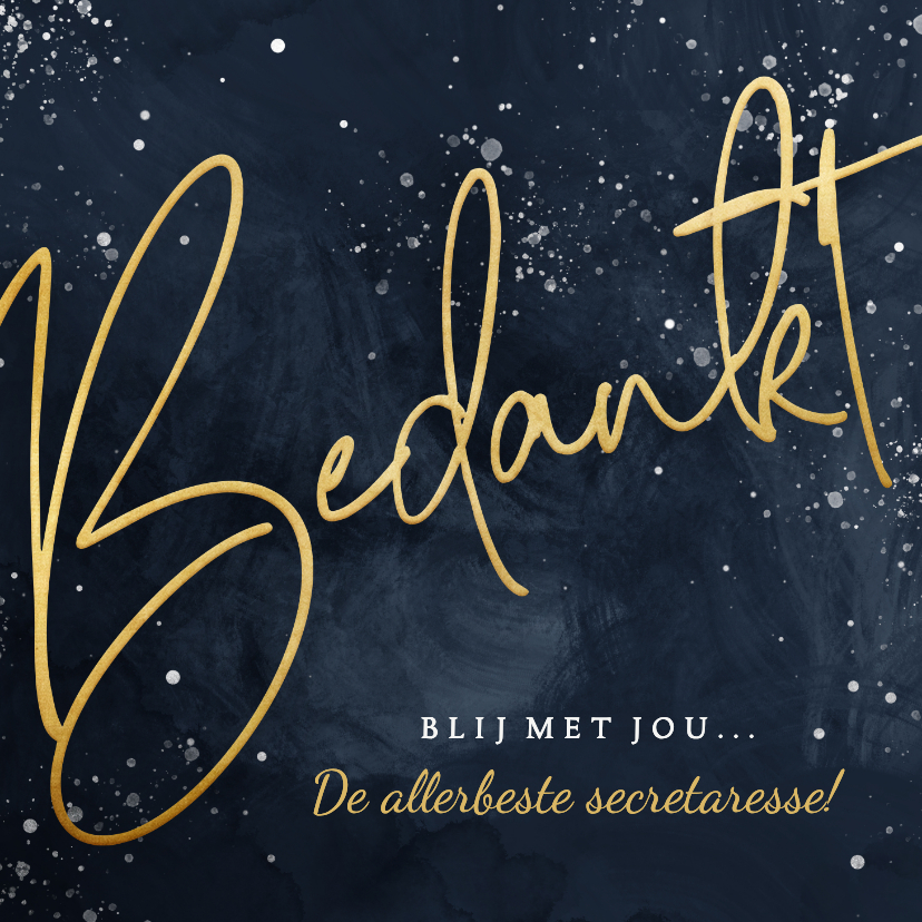 Zakelijke kaarten - Kaart voor bedanken secretaresse stijlvol in goudlook