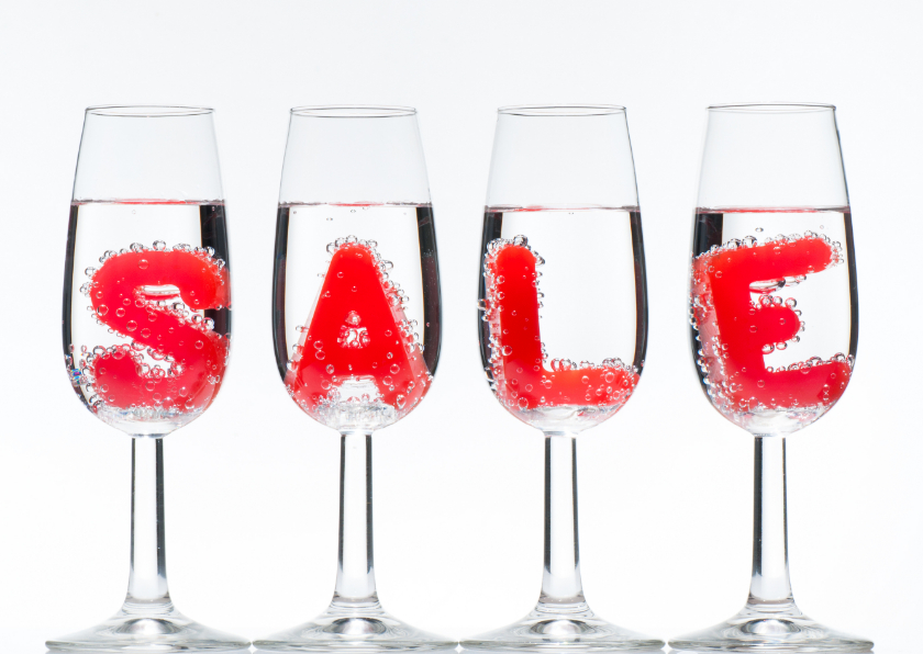Maling sale in champagne glazen - Zakelijke kaarten Zakelijke kaarten - Maling sale in champagne glazen