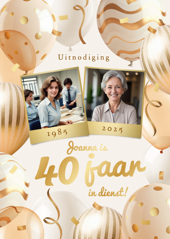 Uitnodiging feestjelijk jubileum 40 jaar in dienst goud - Zakelijke kaarten Zakelijke kaarten - Uitnodiging feestjelijk jubileum 40 jaar in dienst goud