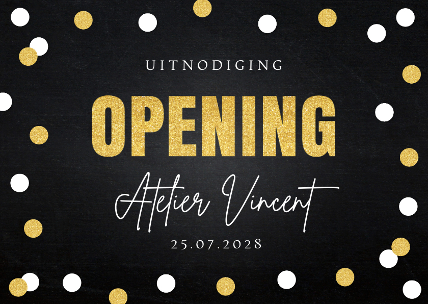 Uitnodiging opening confetti goudlook - Zakelijke kaarten Zakelijke kaarten - Uitnodiging opening confetti goudlook