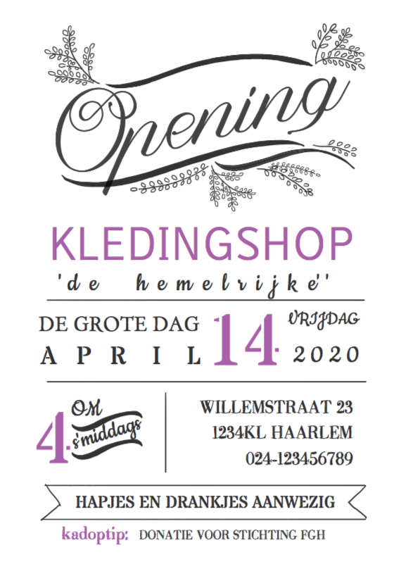 Uitnodiging opening lettering av - Zakelijke kaarten Zakelijke kaarten - Uitnodiging opening lettering av