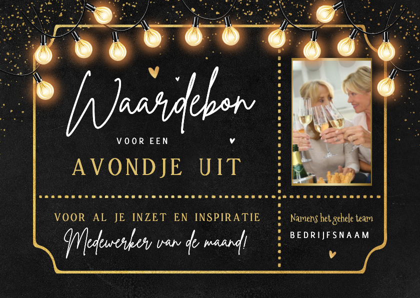 Waardebon ticket sfeervolle lampjes zwarte achtergrond foto - Zakelijke kaarten Zakelijke kaarten - Waardebon ticket sfeervolle lampjes zwarte achtergrond foto