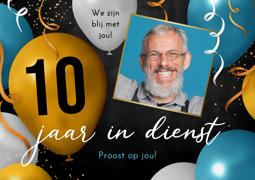 Wenskaart jubileum 10 jaar in dienst uitnodiging borrel - Zakelijke kaarten Zakelijke kaarten - Wenskaart jubileum 10 jaar in dienst uitnodiging borrel