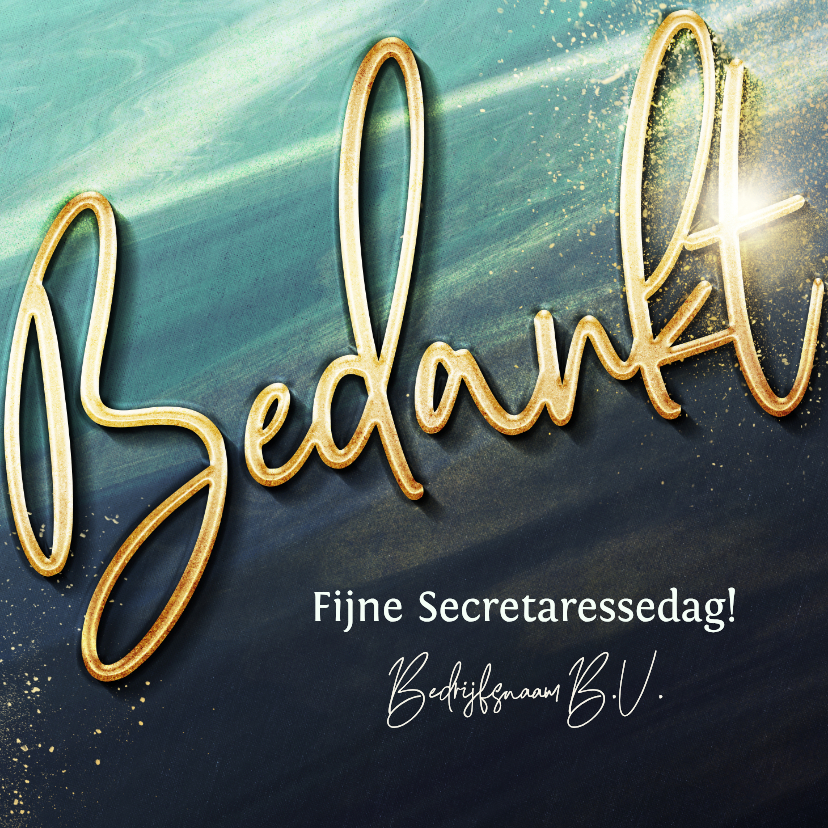 Zakelijke kaarten - Zakelijk bedankkaartje secretaresse in goudlook