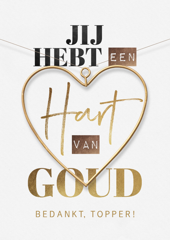 Zakelijke bedankkaart hart van goud stijlvol typografisch - Zakelijke kaarten Zakelijke kaarten - Zakelijke bedankkaart hart van goud stijlvol typografisch