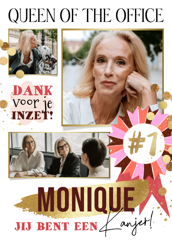 Zakelijke kaarten - Zakelijke kaart secretaresse 'queen of the office' bedankt