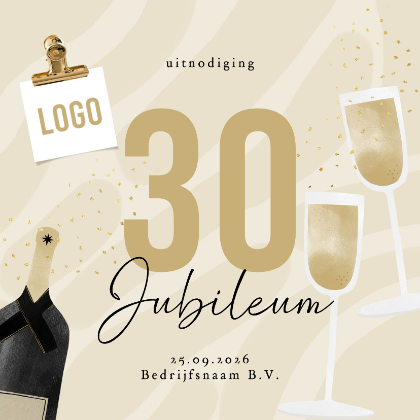 Zakelijke kaart uitnodiging bedrijfsjubileum champagne beige - Zakelijke kaarten Zakelijke kaarten - Zakelijke kaart uitnodiging bedrijfsjubileum champagne beige