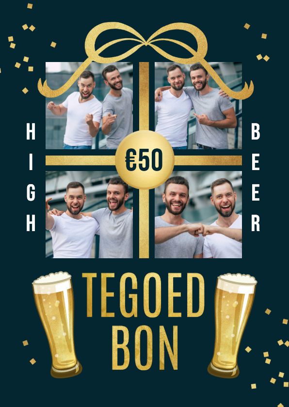 Zakelijke tegoedbon cadeau high beer bier fotocollage - Zakelijke kaarten Zakelijke kaarten - Zakelijke tegoedbon cadeau high beer bier fotocollage