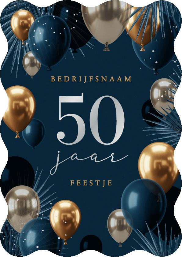 Zakelijke uitnodiging jubileum ballonnen blauw - Zakelijke kaarten Zakelijke kaarten - Zakelijke uitnodiging jubileum ballonnen blauw