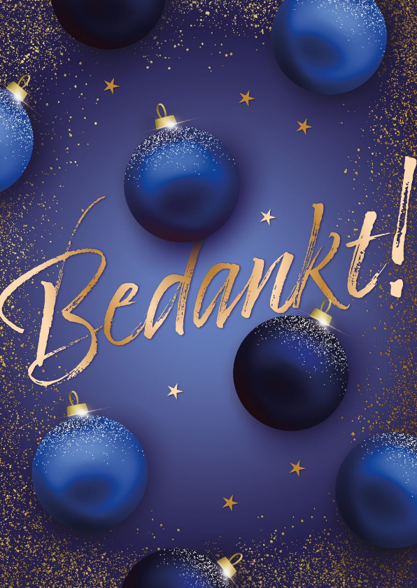 Bedankkaart kerst medewerkers blauwe kerstballen - Zakelijke kerstkaarten Zakelijke kerstkaarten - Bedankkaart kerst medewerkers blauwe kerstballen